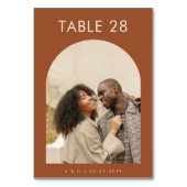 Boho terracotta boog foto minimalistische bruiloft kaart (Achterkant)