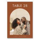 Boho terracotta boog foto minimalistische bruiloft kaart (Voorkant)