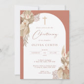 Boho Terracotta Boog Pampas Gras Doop Kaart (Voorkant)