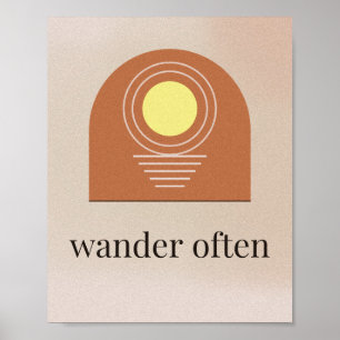 Boho Terracotta Boog Zon Wandel Vaak Muurkunst Poster