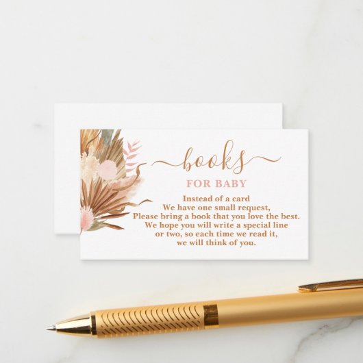 Boho Terracotta Books for Baby Card Informatiekaartje (Voorkant / Achterkant in situ)