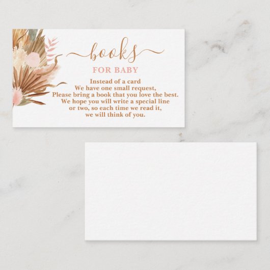 Boho Terracotta Books for Baby Card Informatiekaartje (Voorkant / Achterkant)