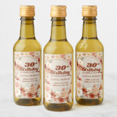Boho terracotta bordeaux bloemen 30e verjaardag wijn etiket (Flessen)