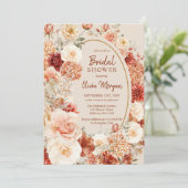 Boho terracotta bordeaux bloemeneucalyptus Bridal Kaart (Staand voorkant)