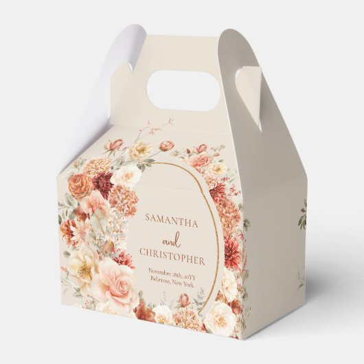 Boho terracotta bordeaux bloemeneucalyptus goud bedankdoosjes (Achterkant)