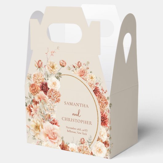 Boho terracotta bordeaux bloemeneucalyptus goud bedankdoosjes (Geopend)