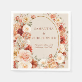 Boho terracotta bordeaux bloemeneucalyptus servett servet