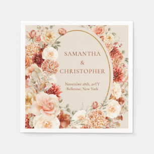 Boho terracotta bordeaux bloemeneucalyptus servett servet