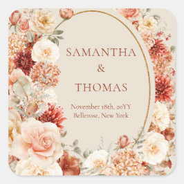 Boho terracotta bordeaux bloemeneucalyptus sticker