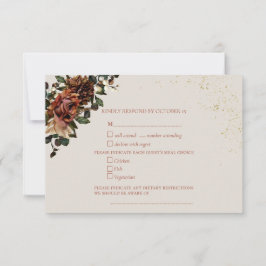 Boho Terracotta Botanical Floral Gold RSVP Kaartje