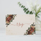 Boho Terracotta Botanische Bloemen Goud RSVP (Staand voorkant)