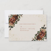 Boho Terracotta Botanische Bloemen Goud RSVP Kaartje (Achterkant)
