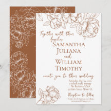 Boho Terracotta Botanische Bloemen Moderne Huwelij