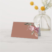 Boho Terracotta Botanische Bloemen Tafel Plaatskaartje (Achterkant)