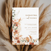 Boho Terracotta Botanische Pampas Elegance Bruilof Kaart