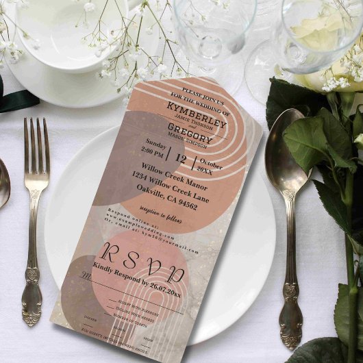 Boho Terracotta Brown Abstracte minimalistische we All In One Uitnodiging