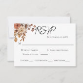 Boho Terracotta Brown Floral Entree Wedding RSVP Kaartje (Voorkant)