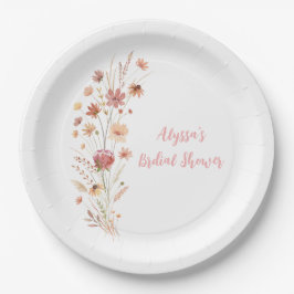 Boho Terracotta Bruidsboeket Bruiloft Feest Papieren Bordje