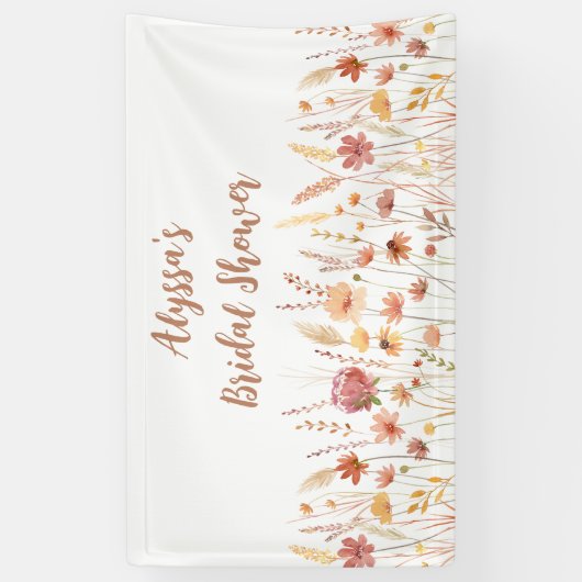 Boho Terracotta Bruidsboeket Bruiloft Spandoek (Verticaal)