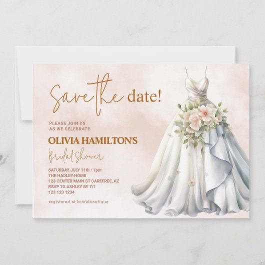 Boho Terracotta Bruidsdouche Save The Date (Voorkant)