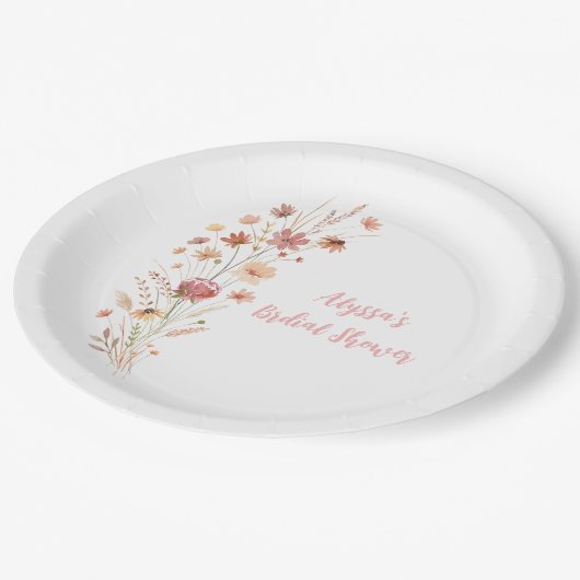 Boho Terracotta Bruidsfeest met Wilde Bloemen Papieren Bordje (Gekanteld)