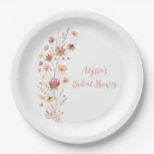 Boho Terracotta Bruidsfeest met Wilde Bloemen Papieren Bordje (Voorkant)