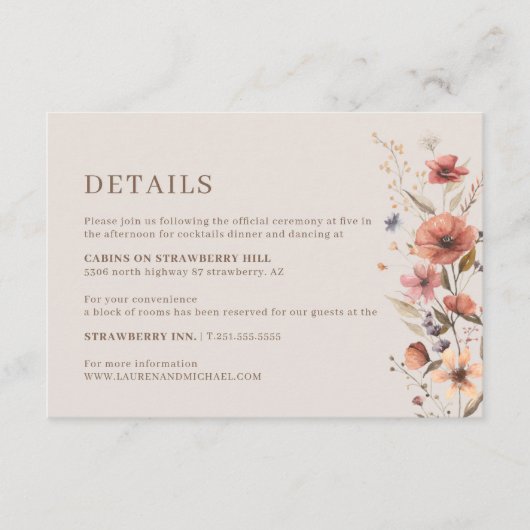 Boho Terracotta Bruiloft Details Behuizing kaart (Voorkant)