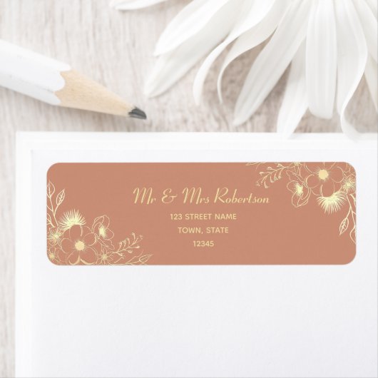 Boho Terracotta Bruiloft Retouradres Etiket (Insitu)