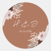 Boho Terracotta Bruiloft Uitnodiging Envelop Seal Ronde Sticker (Voorkant)