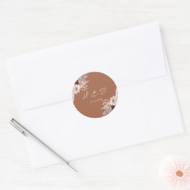 Boho Terracotta Bruiloft Uitnodiging Envelop Seal Ronde Sticker