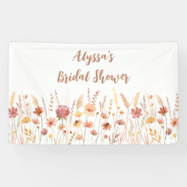 Boho Terracotta Bruiloftsfeest met wilde bloemen Spandoek