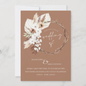 Boho Terracotta Bruin Gedroogde Bloemenkrans Bruil Kaart (Voorkant)