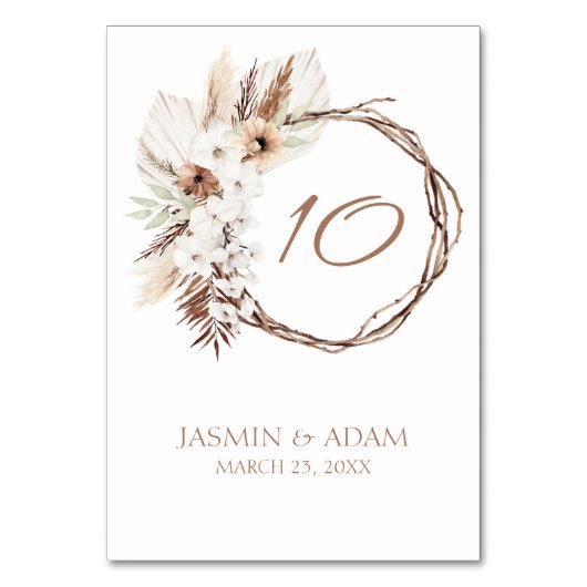 Boho Terracotta Bruin Gedroogde Bloemenkrans Bruil Kaart (Voorkant)