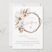 Boho Terracotta Bruin Gedroogde Bloemenkrans Bruil Kaart (Voorkant)