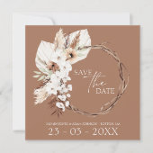 Boho Terracotta Bruin Gedroogde Bloemenkrans Bruil Save The Date (Voorkant)