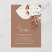 Boho Terracotta Bruin Pampas Gras Bloemen Bruiloft Informatiekaartje (Voorkant)