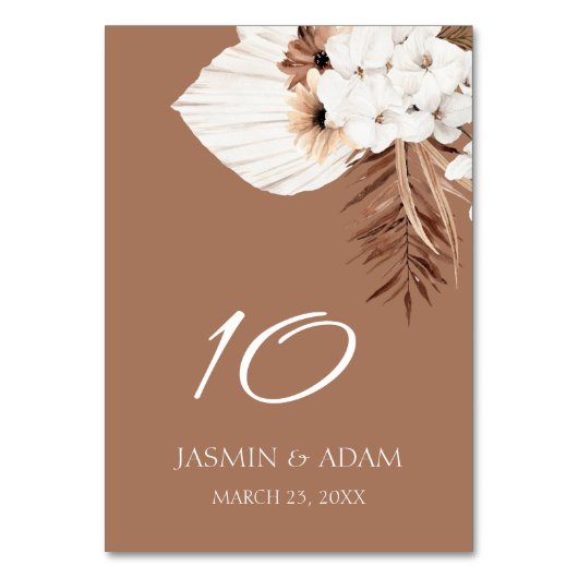 Boho Terracotta Bruin Pampas Gras Bloemen Bruiloft Kaart (Voorkant)