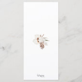 Boho Terracotta Bruin Pampas Gras Bloemen Bruiloft Menu (Achterkant)
