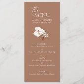 Boho Terracotta Bruin Pampas Gras Bloemen Bruiloft Menu (Voorkant)