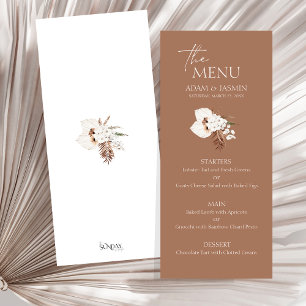 Boho Terracotta Bruin Pampas Gras Bloemen Bruiloft Menu