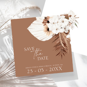 Boho Terracotta Bruin Pampas Gras Bloemen Bruiloft Save The Date
