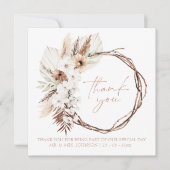 Boho Terracotta Bruine Gedroogde Bloemenkrans Brui Bedankkaart (Voorkant)