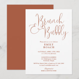 Boho Terracotta Brunch En Bubbels Bruidsfeest Kaart