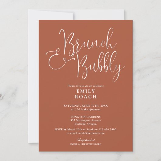 Boho Terracotta Brunch En Bubbels Bruidsfeest Kaart (Voorkant)