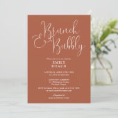Boho Terracotta Brunch En Bubbels Bruidsfeest Kaart (Staand voorkant)
