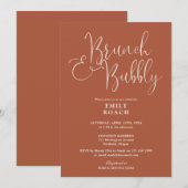 Boho Terracotta Brunch En Bubbels Bruidsfeest Kaart (Voorkant / Achterkant)