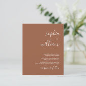 Boho Terracotta Budget Wedding Uitnodiging (Staand voorkant)
