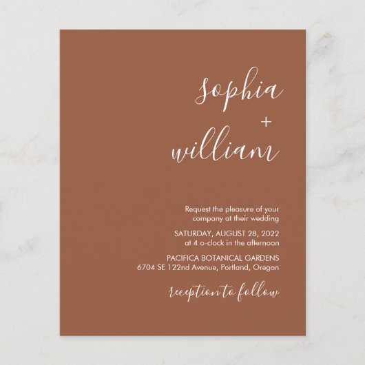 Boho Terracotta Budget Wedding Uitnodiging (Voorkant)