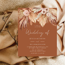 Boho Terracotta Budget Wedding Uitnodiging