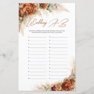 Boho terracotta burgundy pampas gras Wedding A-Z